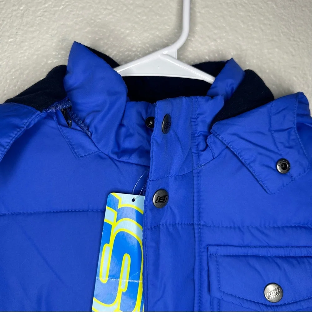 NWT Sketchers Kid’s Blue Puffer Winter Coat Size Medium 5/6 - Picture 4 of 10